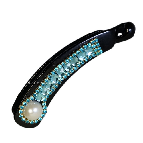 Haarspange Bananenspange Strass & Acryl Haarschmuck blau türkis weiss gold schwarz 7533c - zum Schließen ins Bild klicken